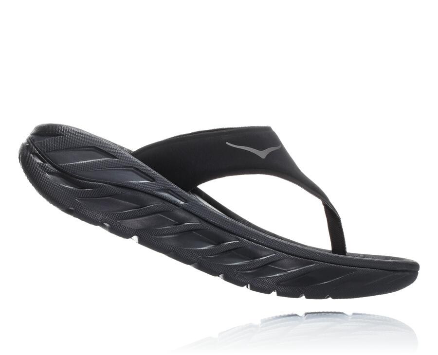 Hoka One One Womens Sandals - ORA Recovery Flip - Black - KGCE64035